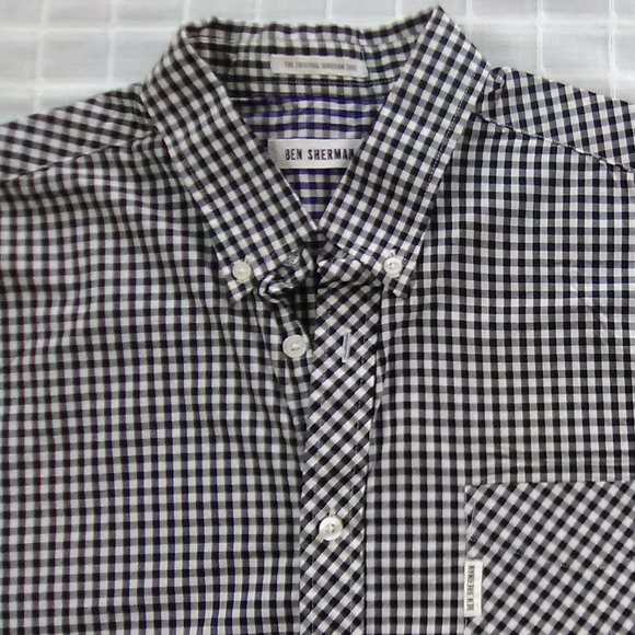 Ben Sherman XL Short Sleeve Blk/Wht Gingham Shirt - Picture 1 of 4